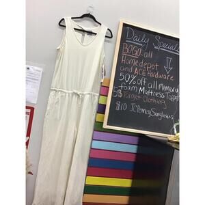 Muk luks cloud knit sleeveless crop jumpsuit tall medium cream new from QVC